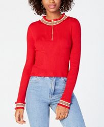 Planet Gold Juniors' Ribbed Zip-Up Sweater