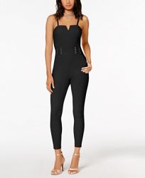 Material Girl Juniors' Lace-Up Fitted Jumpsuit, Created for Macy's