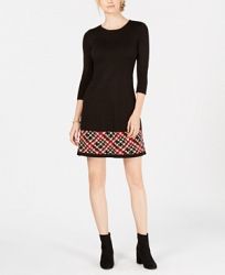 Jessica Howard Petite Plaid-Hem Sweater Dress