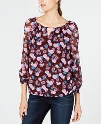 I. n. c. Petite Floral-Print Keyhole Top, Created for Macy's