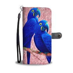 Amazing Hyacinth Macaw Parrot Print Wallet Case-Free Shipping - Samsung Galaxy S7