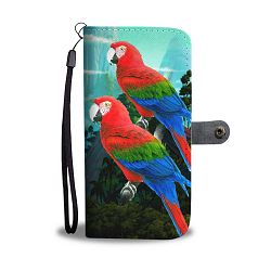 Amazing Red and Green Macaw Parrot Print Wallet Case-Free Shipping - Samsung Galaxy J3