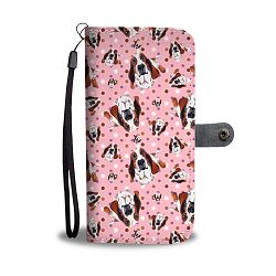 Basset Hound Dog Pattern Print Wallet Case-Free Shipping - HTC Bolt