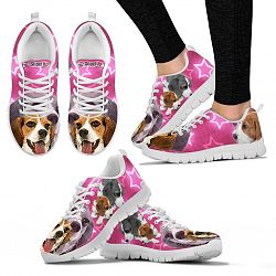 Beagle Dog On Pink Print Running Shoes For Women- Free Shipping - Women's Sneakers - White - Beagle Dog On Pink Print Running Shoes For Women- Free Shipping / US11 (EU42)
