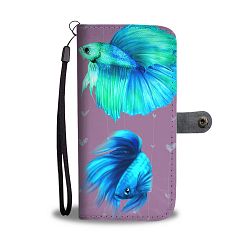Betta Fish (Siamese Fighting Fish) On Hearts Print Wallet Case-Free Shipping - iPhone 8 Plus