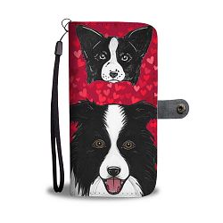 Border Collie Dog On Red Print Wallet Case-Free Shipping - Google Pixel 2