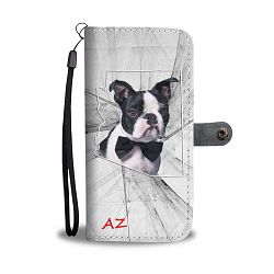 Boston Terrier On White Print Wallet Case- Free Shipping-AZ State - Huawei P10