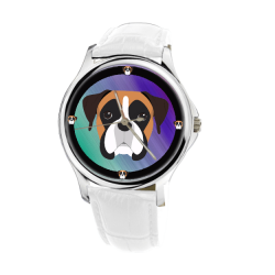 Boxer Dog Women's Silver Wrist Watch - Free Shipping - 34mm