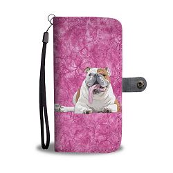 Bulldog On Pink Print Wallet Case-Free Shipping - Samsung Galaxy S6 Edge