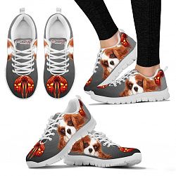 Cavalier King Charles Spaniel Halloween Print Sneakers For Kids- Free Shipping - Women's Sneakers - White - Cavalier King Charles Spaniel Halloween Print Sneakers For Women- Free Shipping / US9 (EU40)