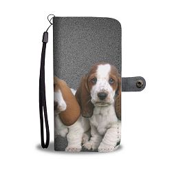 Cute Basset Hound Puppies Print Wallet Case-Free Shipping - LG G5