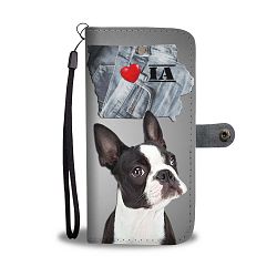 Cute Boston Terrier Print Wallet Case- Free Shipping-IA State - Motorola Moto Z Force