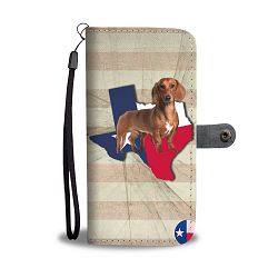 Cute Dachshund Dog Print Wallet Case-Free Shipping-TX State - LG G4