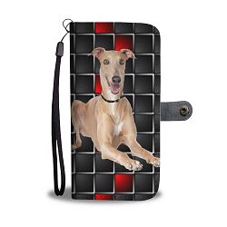 Cute Italian Greyhound with red Squares Print Wallet Case-Free Shipping - Samsung Galaxy Note 5