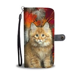 Cute Maine Coon Print Wallet Case- Free Shipping - Samsung Galaxy S7