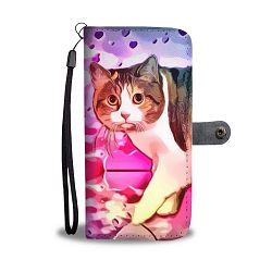 Cute Manx Cat Print Wallet Case-Free Shipping - Samsung Galaxy A7