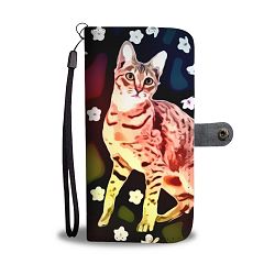 Cute Savannah Cat Print Wallet Case-Free Shipping - iPhone 4 / 4s