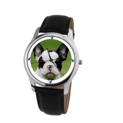 French Bulldog Unisex Silver Wrist Watch-Free Shipping - 31mm