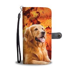 Golden Retriever With leaves Print Wallet Case- Free Shipping - Huawei P9 +
