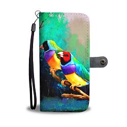 Gouldian Finch Bird Print Wallet Case-Free Shipping - Google Pixel 2