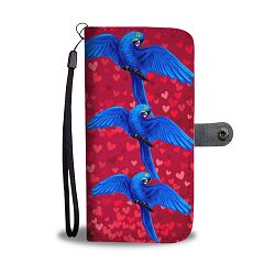 Hyacinth Macaw Parrot On Red Hearts Print Wallet Case-Free Shipping - Samsung Galaxy S8