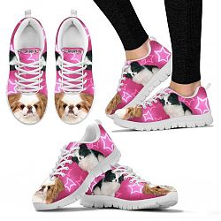 Japanese Chin On Pink Print Running Shoes For Women- Free Shipping - Women's Sneakers - White - Japanese Chin On Pink Print Running Shoes For Women- Free Shipping / US9 (EU40)