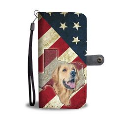 Laughing Golden Retriever Print Wallet Case-Free Shipping-TX State - LG G4
