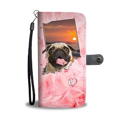 Lovely Pug Print Wallet Case- Free Shipping-IN State - Samsung Galaxy S9 PLUS