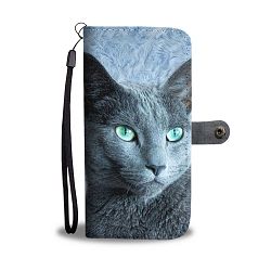 Lovely Russian Blue Cat Print Wallet Case-Free Shipping - Samsung Galaxy S7