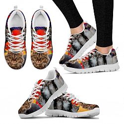Maine Coon Cat Print Running Shoes For Women- Free Shipping - Women's Sneakers - White - Maine Coon Cat Print Running Shoes For Women- Free Shipping / US5 (EU35)