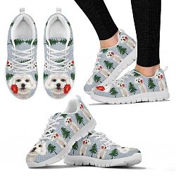 Maltese Dog Christmas Print Running Shoes For Women-Free Shipping - Women's Sneakers - White - Maltese Dog Ugly Christmas Print Running Shoes For Women-Free Shipping / US12 (EU44)