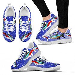 Neon Tetra Fish On Blue Print Christmas Running Shoes For Women- Free Shipping - Women's Sneakers - White - Neon Tetra Fish On Blue Print Christmas Running Shoes For Women- Free Shipping / US9 (EU40)