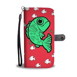 Playing Fish on Red Print Wallet Case-Free Shipping - Samsung Galaxy A7
