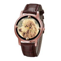 Poodle Unisex Rose Gold Wrist Watch- Free Shipping - 44mm