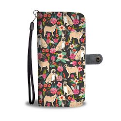 Pug Floral Wallet Case- Free Shipping - Samsung Galaxy S7 Edge