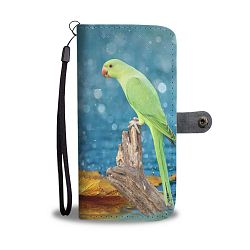 Rose- Ringed Parakeet Print Wallet Case- Free Shipping - iPhone 4 / 4s