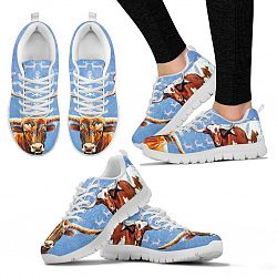 Texas Longhorn Cattle Cow Christmas Running Shoes For Women- Free Shipping - Women's Sneakers - White - Texas Longhorn Cattle Cow Christmas Running Shoes For Women- Free Shipping / US7 (EU38)