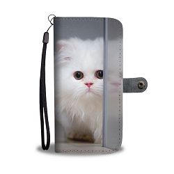 White Persian Cat Wallet Case- Free Shipping - LG G6