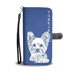 Yorkshire Terrier (Yorkie) On Blue Print Wallet Case-Free Shipping - LG G5