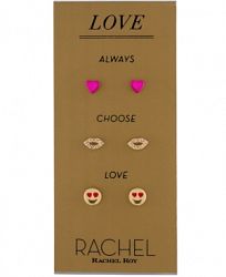 Rachel Rachel Roy Mixed-Tone 3-Pc. Set Pave Love Stud Earrings