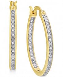 Diamond Hoop Earrings (1/2 ct. t. w. ) in 18K Gold over Sterling Silver, 18K Rose Gold over Sterling Silver or Sterling Silver
