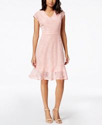 Ny Collection Petite Lace Ruffle-Hem Dress, Created for Macy's