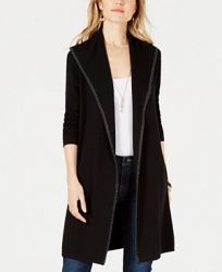 Style & Co Petite Blanket-Stitch Trim Sweater Jacket, Created for Macy's