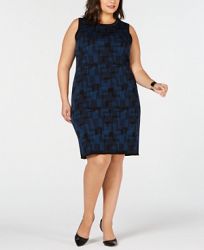 Anne Klein Plus Size Printed Sweater Dress