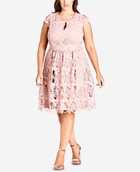 City Chic Trendy Plus Size Embroidered Lace Dress