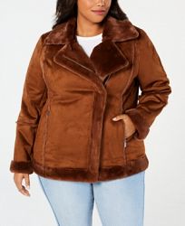 Style & Co Plus Size Faux-Shearling Moto Jacket, Created for Macy's