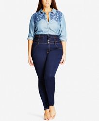 City Chic Trendy Plus Size Harley Corset Skinny Jeans