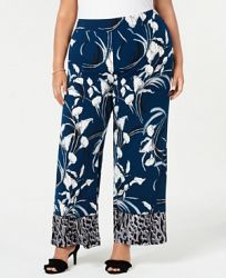 Alfani Plus Size Printed Knit Wide-Leg Pants, Created for Macy's