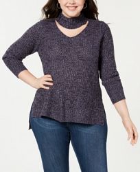 Planet Gold Trendy Plus Size Cutout Sweater