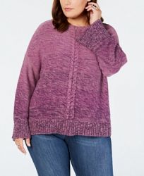 Style & Co Plus Size Braided-Trim Marled Sweater, Created for Macy's